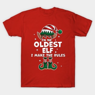 I'm The Oldest Elf Xmas Family Matching Funny Christmas T-Shirt